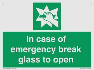 In case of emergency break glass to open
